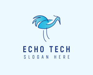 Blue Crane Bird  logo design