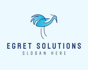 Egret - Blue Crane Bird logo design