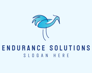 Blue Crane Bird  logo design