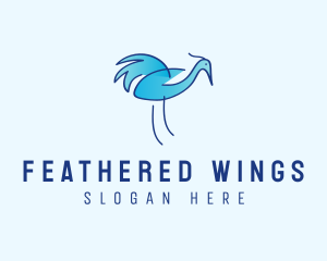 Blue Crane Bird  logo design