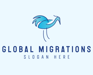 Blue Crane Bird  logo design