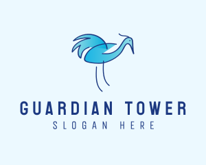 Blue Crane Bird  logo design