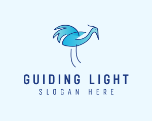 Blue Crane Bird  logo design