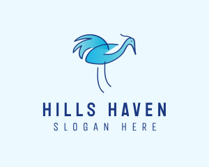 Blue Crane Bird  logo design