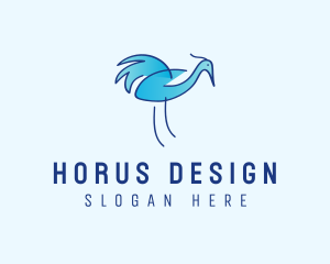 Blue Crane Bird  logo design