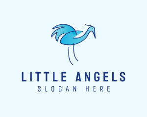 Blue Crane Bird  logo design