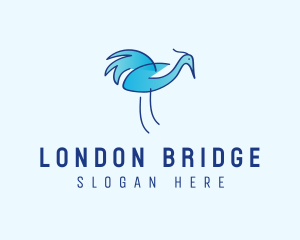 Blue Crane Bird  logo design