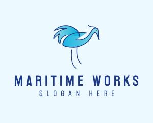 Blue Crane Bird  logo design