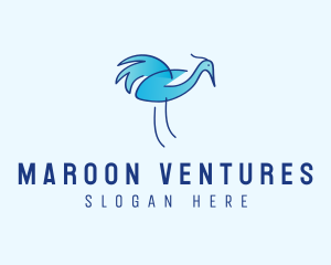 Blue Crane Bird  logo design