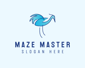 Blue Crane Bird  logo design