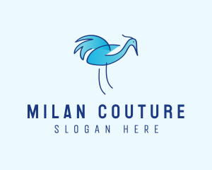 Blue Crane Bird  logo design