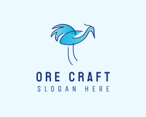 Blue Crane Bird  logo design