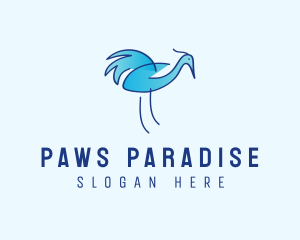 Blue Crane Bird  logo design