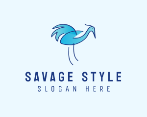 Blue Crane Bird  logo design