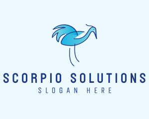 Blue Crane Bird  logo design