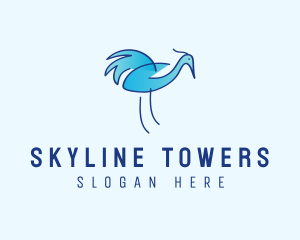 Blue Crane Bird  logo design