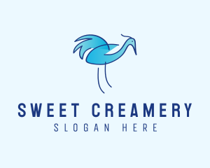 Blue Crane Bird  logo design