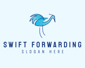 Blue Crane Bird  logo design