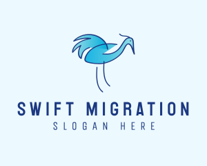 Blue Crane Bird  logo design