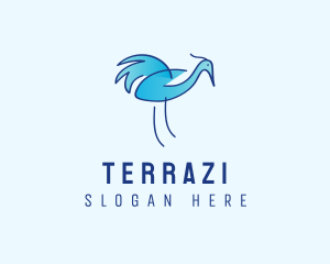 Blue Crane Bird  logo design