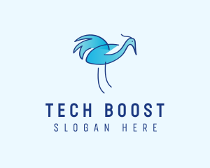 Blue Crane Bird  logo design