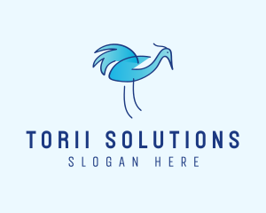 Blue Crane Bird  logo design