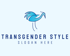 Blue Crane Bird  logo design