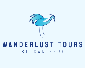 Blue Crane Bird  logo design