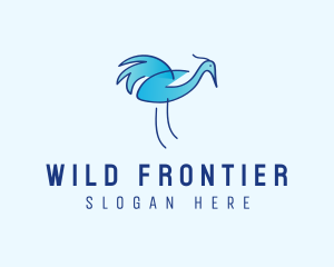 Blue Crane Bird  logo design