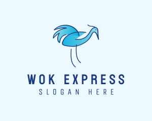 Blue Crane Bird  logo design