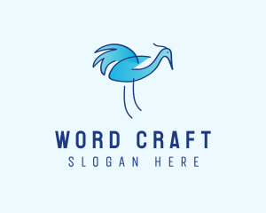 Blue Crane Bird  logo design