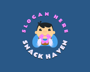 Cute Donut Kid logo design