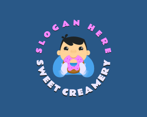 Cute Donut Kid logo design