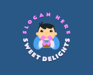 Cute Donut Kid logo design