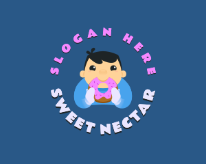 Cute Donut Kid logo design