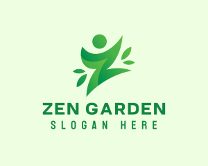 Green Healthy Person Letter Z logo design