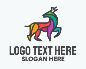 Mosaic - Colorful Wild Elk logo design