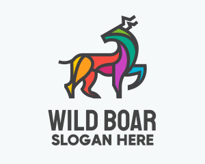 Colorful Wild Elk logo design