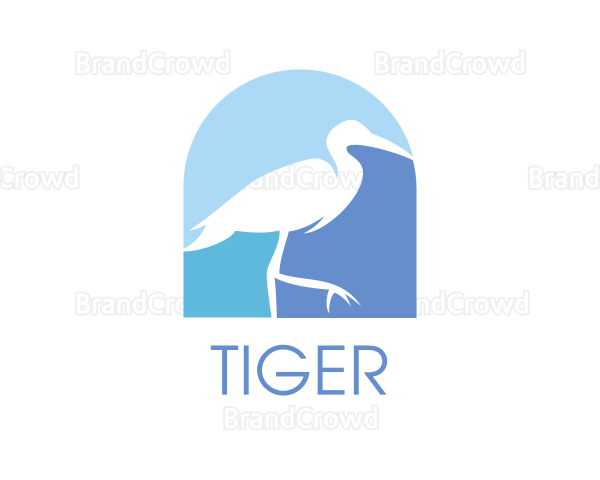 Blue Stork Bird Logo