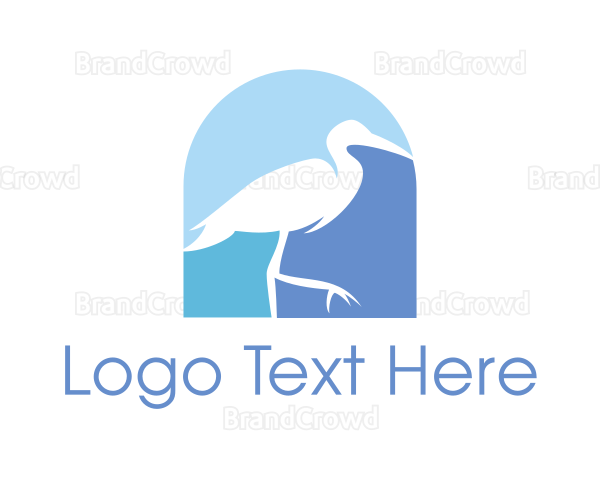 Blue Stork Bird Logo