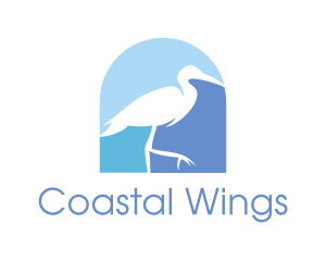 Seagull - Blue Stork Bird logo design