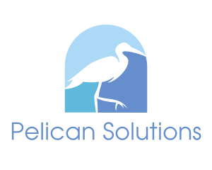 Pelican - Blue Stork Bird logo design