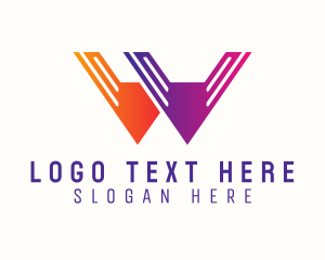 Letter Wv - Digital Gradient Company logo design