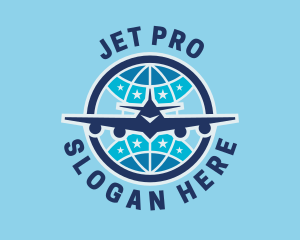 Jet - Blue International Jet logo design