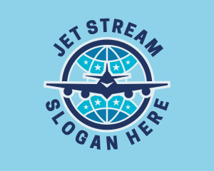 Jet - Blue International Jet logo design