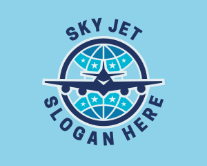 Blue International Jet logo design