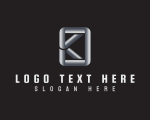 Iron - Industrial Metal Pipe Letter K logo design