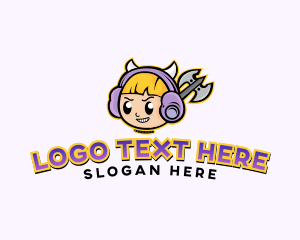 Streamer - Girl Headphones Gamer logo design