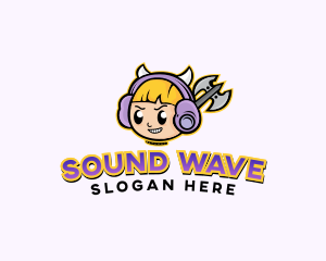 Headphone - Girl Headphones Gamer logo design