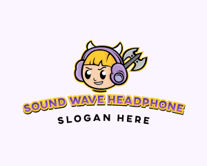 Headphone - Girl Headphones Gamer logo design